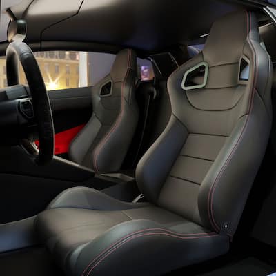 2PC Bucket Racing Seats Red Stitch Red Reclinable Back With Adjustor Slider(Not Including Seat Bracket)1 box of 2 pieces