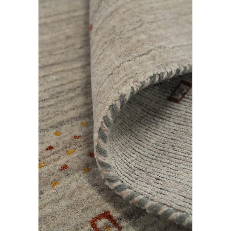 Hand Knotted Oriental 100% Wool Carpet Tribal Animal Pictorial Beige & Ivories Gabbeh Area Rug - 7' 10'' X 5' 1''