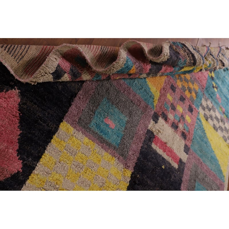 Geometric Plush Moroccan Oriental Area Rug Hand-Knotted Wool Carpet - 7'11" x 10'9"