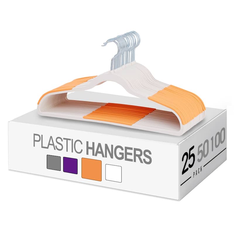 Javlergo 25/50 Pack Heavy Duty Plastic Hangers, 360º Swivel Hook Coat Hangers, Non-Slip, Space-Saving