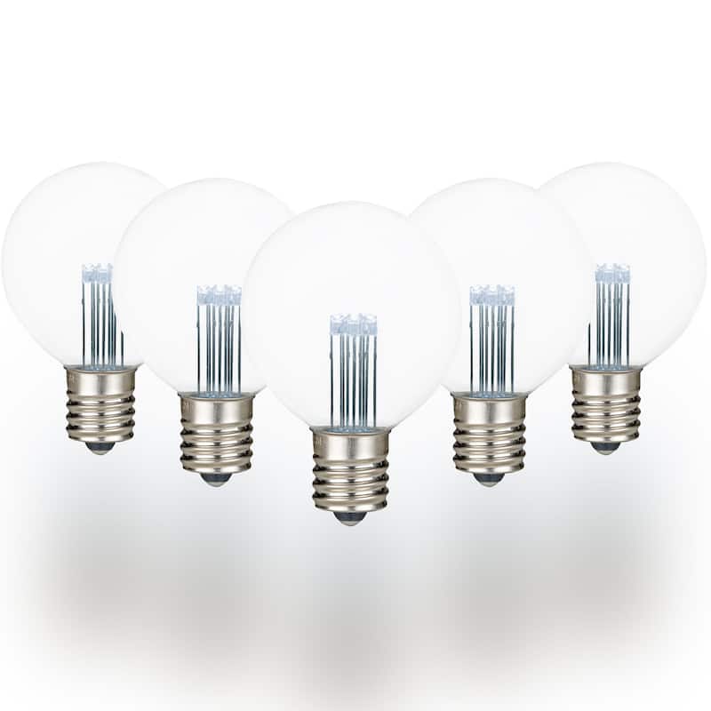 25 Pack LED G50 Outdoor Patio Globe Replacement Bulbs, Warm White, E17/C9 Base - Small - White