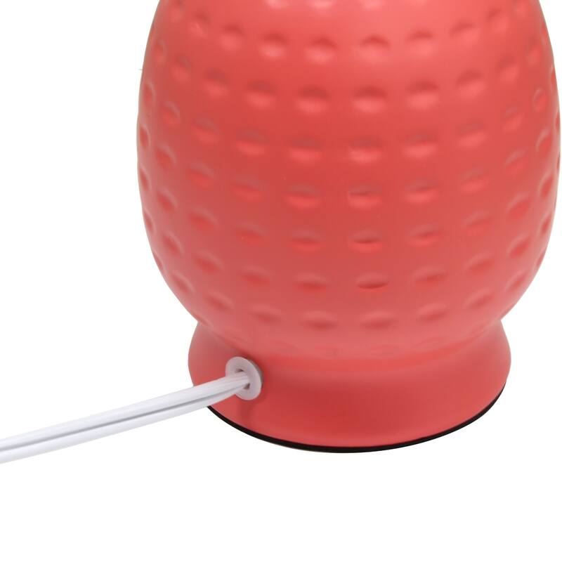 Petite Dimpled Ceramic Table Lamp with Tapered Shade - 12.5" - Orange