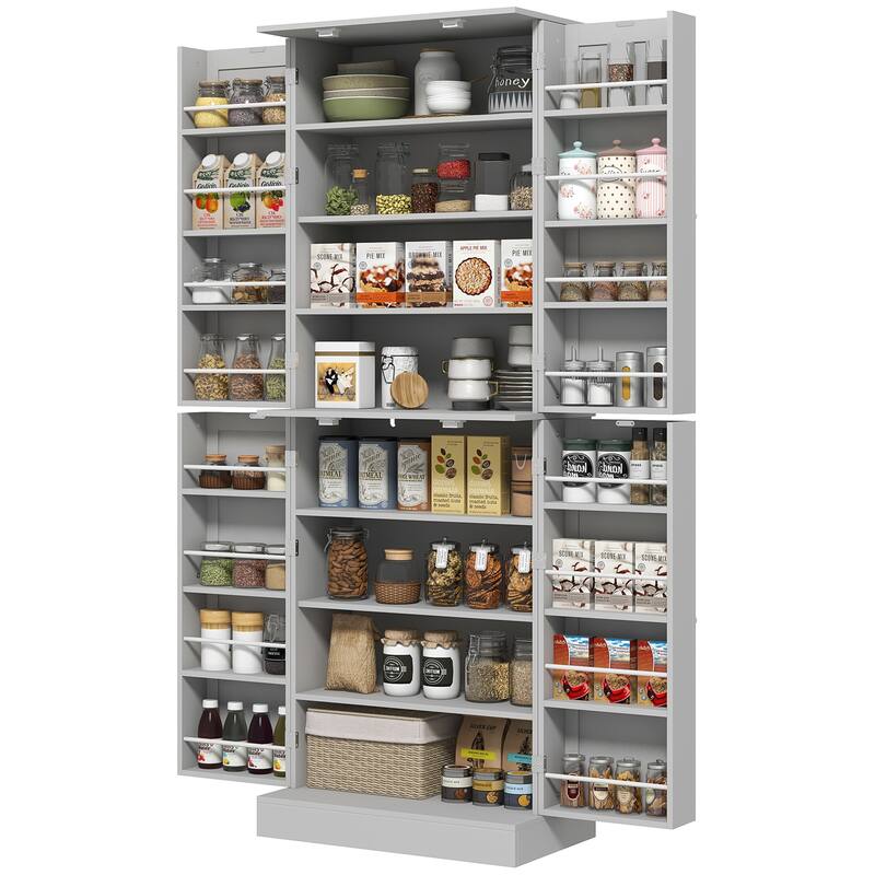 Kitchen Pantry Cabinet Storage Cabinet with Door Racks and Adjustable Shelves, Space-Saving Buffet Cabinet