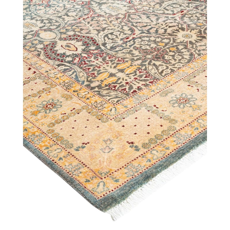 Overton Handknotted Wool Traditional Oriental Gray Area Rug - 4' x 6'