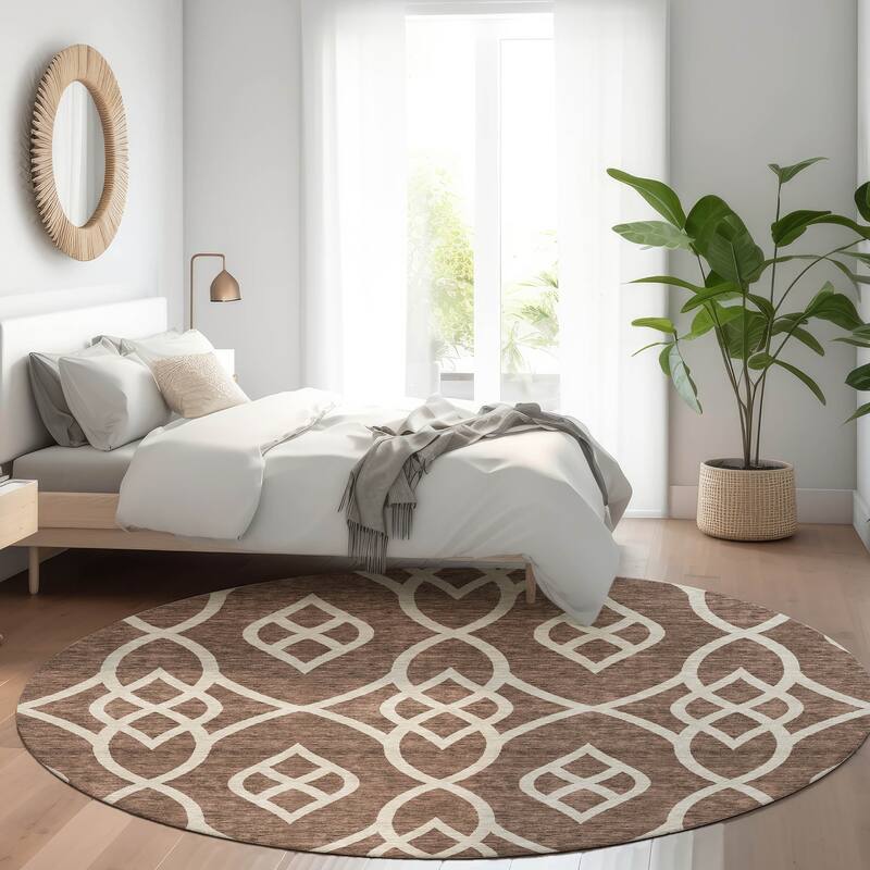 Premium Washable Super Soft Transitional Scroll Mayfield Rug - Chocolate - 8' x 8'