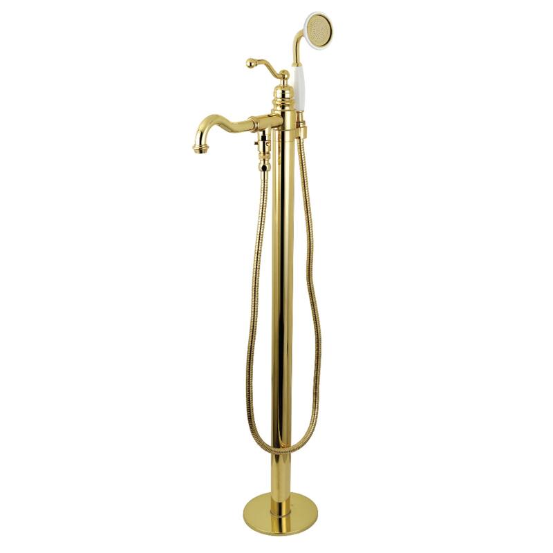 English Country Freestanding Tub Faucet with Hand Shower - Polished Brass
