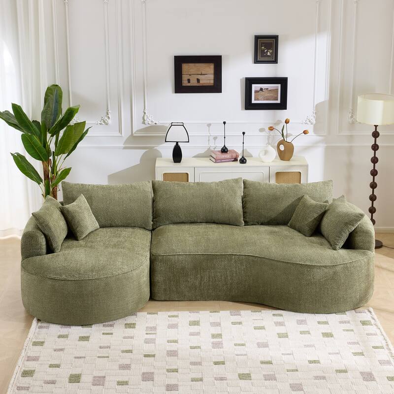 124.5-Inch Modern Compressed Boneless Sofa,Comes with 3 Back Pillows and 4 Throw Pillows