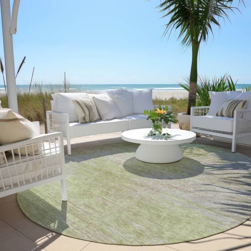 Machine Washable Indoor/ Outdoor Chantille Solid Ombre Rug - 8' x 8' - Sage