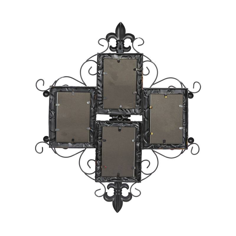 Multi Colored Metal 4 Slot Scroll Wall Photo Frame