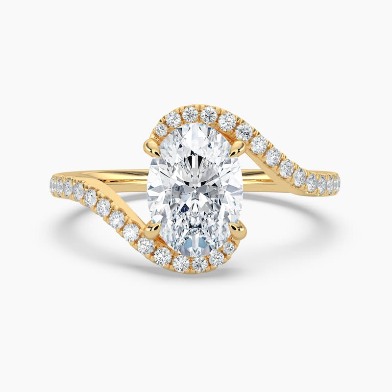 Auriya 14k Gold Oval Lab Grown Diamond Bypass Engagement Ring 1.00 to 5.00 ct. tw. (F-G, VS) - 3.00 carats - Yellow - 8.5