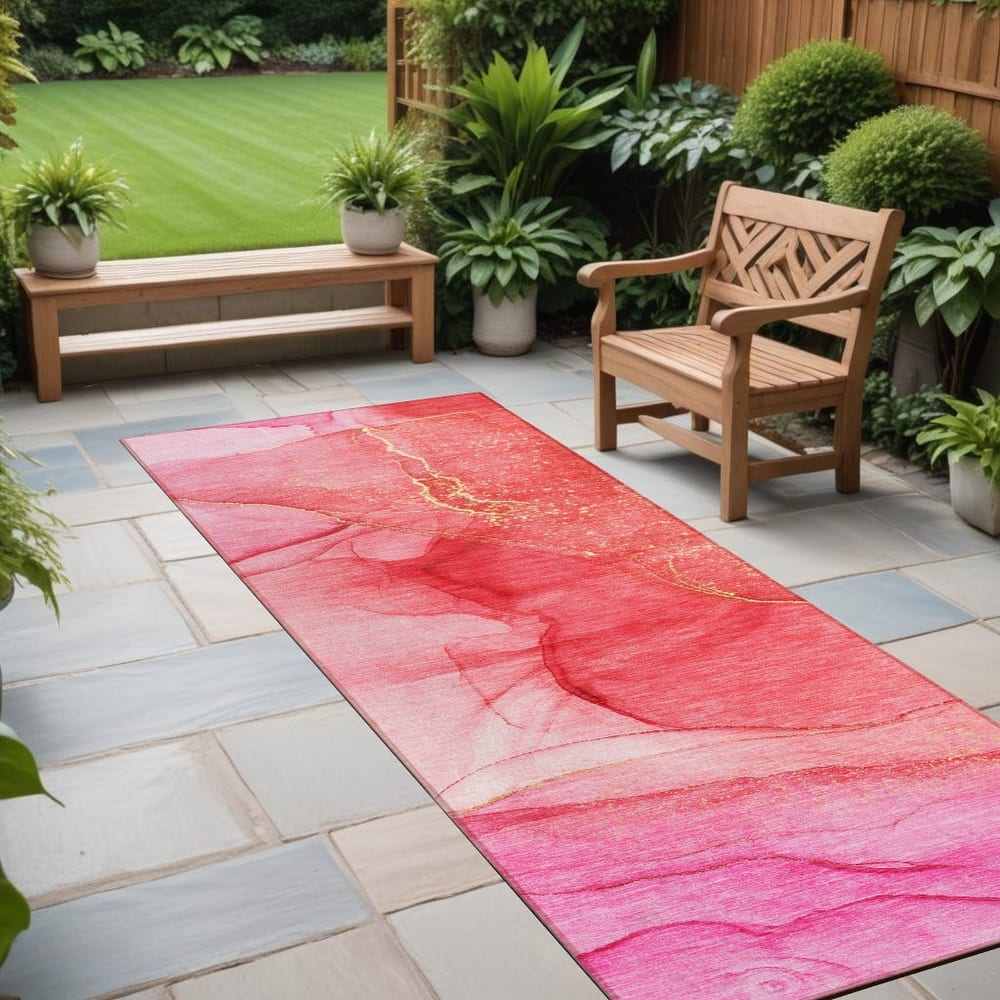 Gaz Unique Abstract Weather Resistant Classic Meets Modern Outdoor Rug