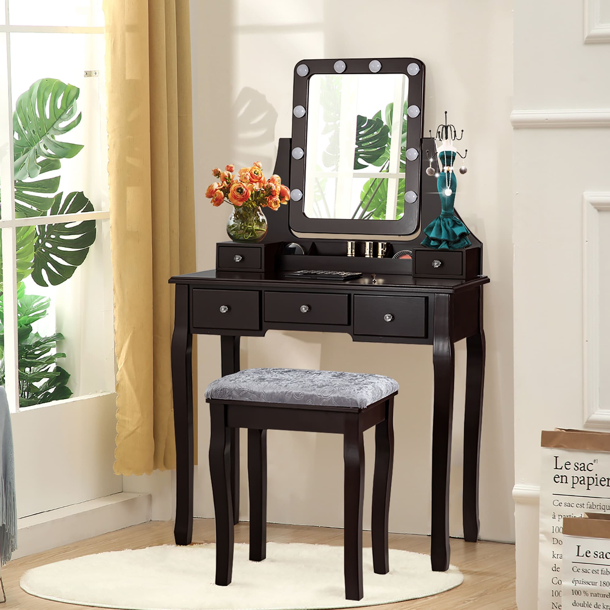 Costway vanity 2025 table set