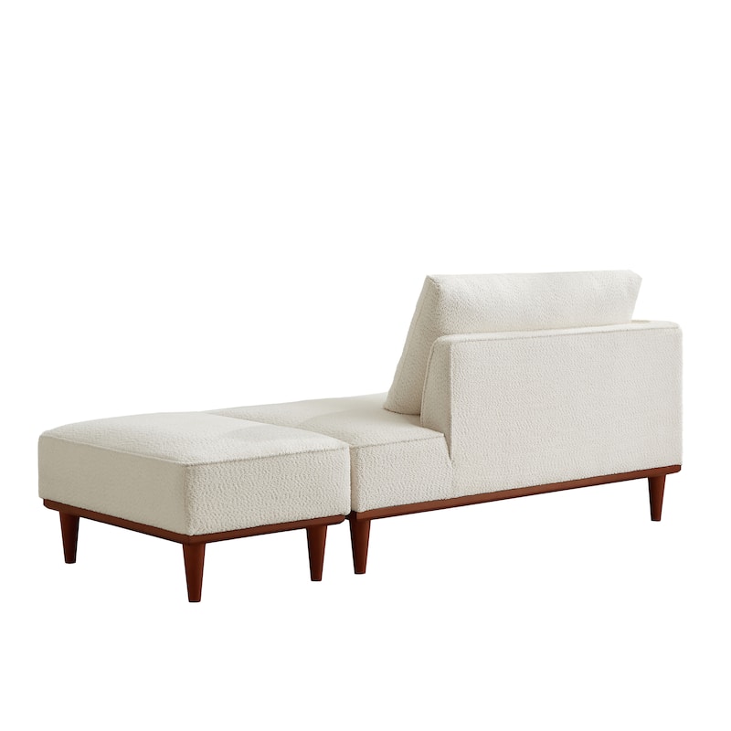 Upholstered Chaise Lounge and Stool for Living Room Bedroom, Quick assembly and maintenance Round wooden legs