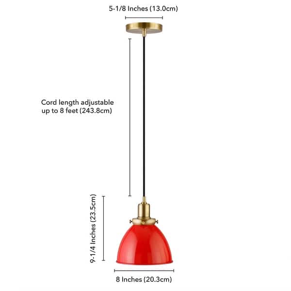 dimension image slide 8 of 12, Madison 8" Wide Pendant with Metal Shade