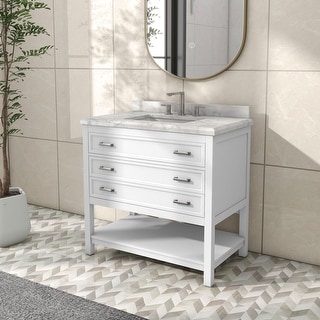 Furniture of America Anya 37" Single Bathroom Vanity with White Carrera Marble Top and Undermount Sink