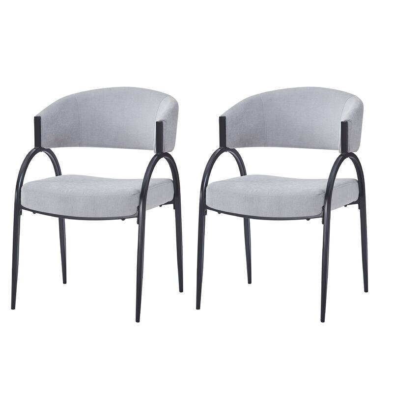 Modern Set of 2 Dining Chairs with Padded Backrest Seat, Metal Legs for Dining Room Living Room and Café