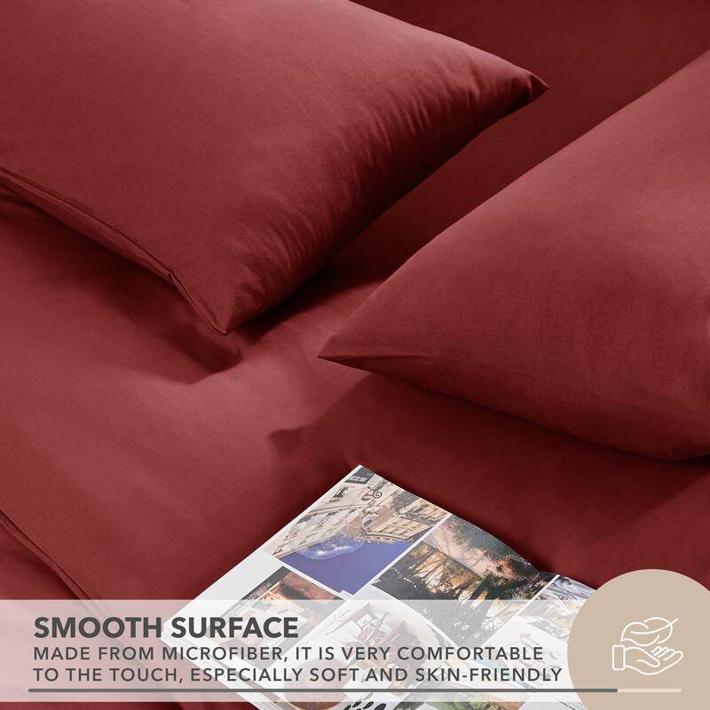 Deconovo 4-Piece Ultra-Soft Bed Sheet Set, 1800 Thread Count, Deep Pockets