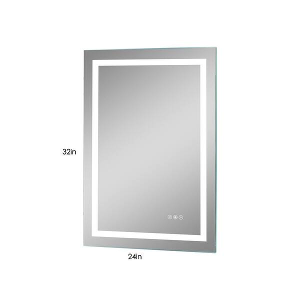 24 inch Rectangular Frameless Touch Sensor Wall Mounted LED Bathroom ...