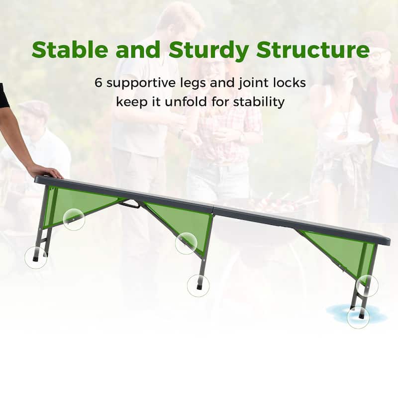 Gymax 2PCS 6 ft Plastic Folding Bench w/ 1320 LBS Capacity Handle &