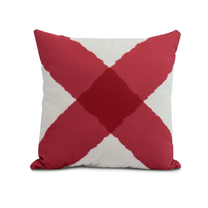 16 x 16 Inch X Marks the Spot Geometric Print Outdoor Pillow - Red