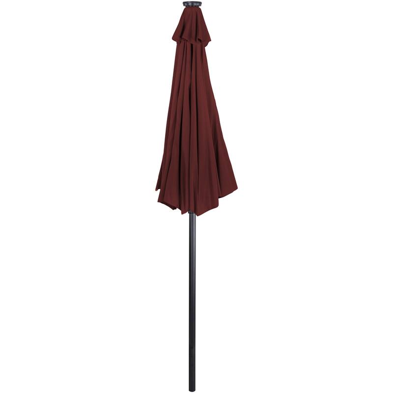 9ft Solar Lighted Outdoor Patio Market Umbrella with Hand Crank and Tilt
