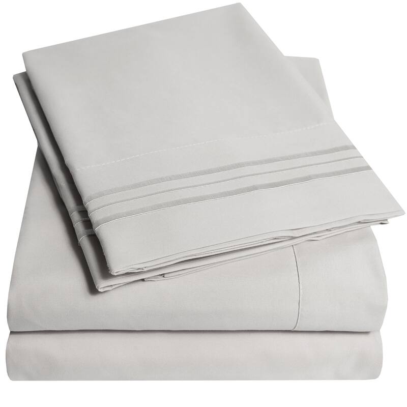 Brushed Microfiber RV Queen 4-Piece Bed Sheet Set - Silver