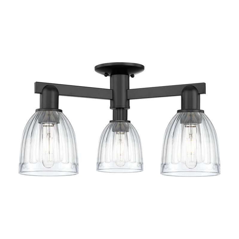 Innovations Lighting Endless Possibilities Arcadia - Brookfield - 3 Light 23" Semi-Flush Mount with Clear Shade - Clear/Matte Black