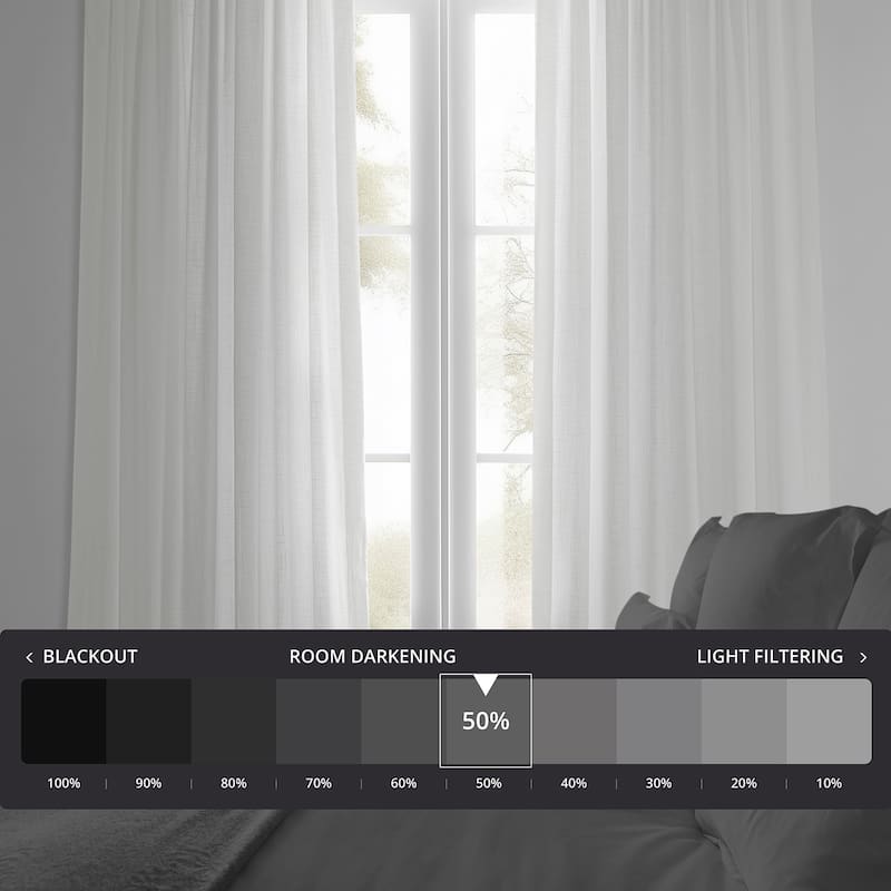 Exclusive Fabrics Summer Solid Linen Blend Rod Pocket Light Filtering Curtains For Bedroom & Living Room Curtains (2 Panels)