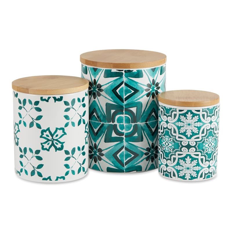 DII Ceramic Canister (Set of 3) - Teal Tile