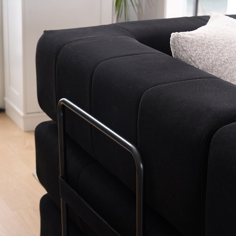78.5" Folding Sofa Bed with 2 Pillows, Convertible Foam Futon Couch, Corduroy Fold-Out Couch for Living Room, Office