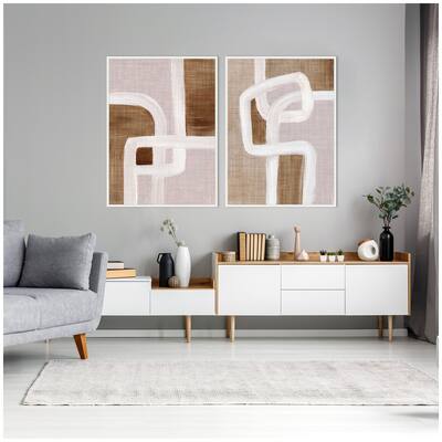 Kate and Laurel Sylvie Rhythmic Lines I and II Framed Canvas Art Set by Nikita Jariwala