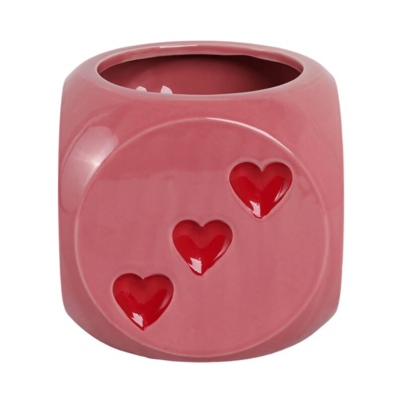 Decorative Ceramic Dice Planter or Flower Pot - 6" - 6.0"