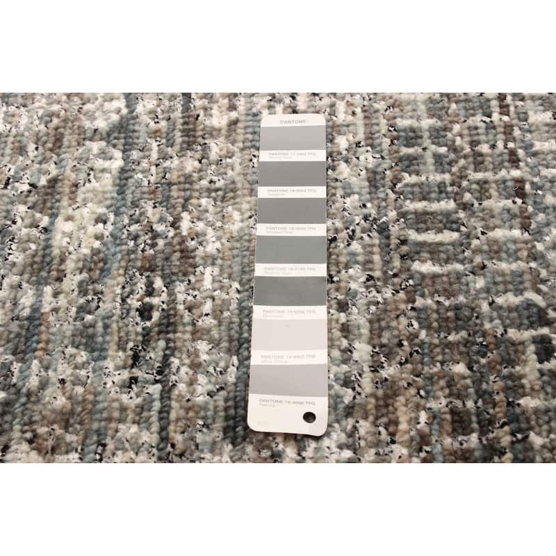 ECARPETGALLERY Hand-knotted Silk Shadow Dark Grey Viscose, Wool Rug - 2'8 x 10'0