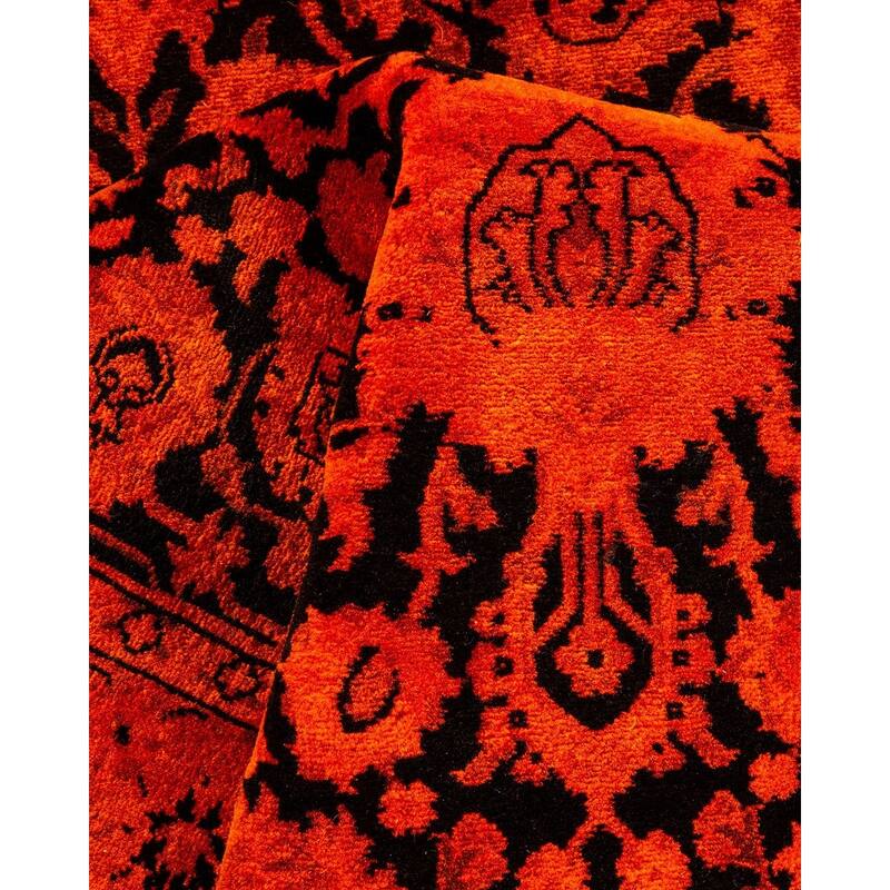 Overton Hand Knotted Wool Vintage Inspired Modern Contemporary Overdyed Orange Runner Rug - 2' 6" x 11' 5"