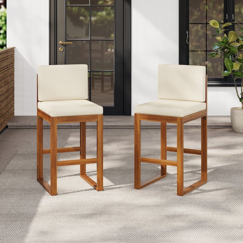 Christopher Knight Home Cole Outdoor Acacia Wood Barstool (set of 2) - Teak,Beige
