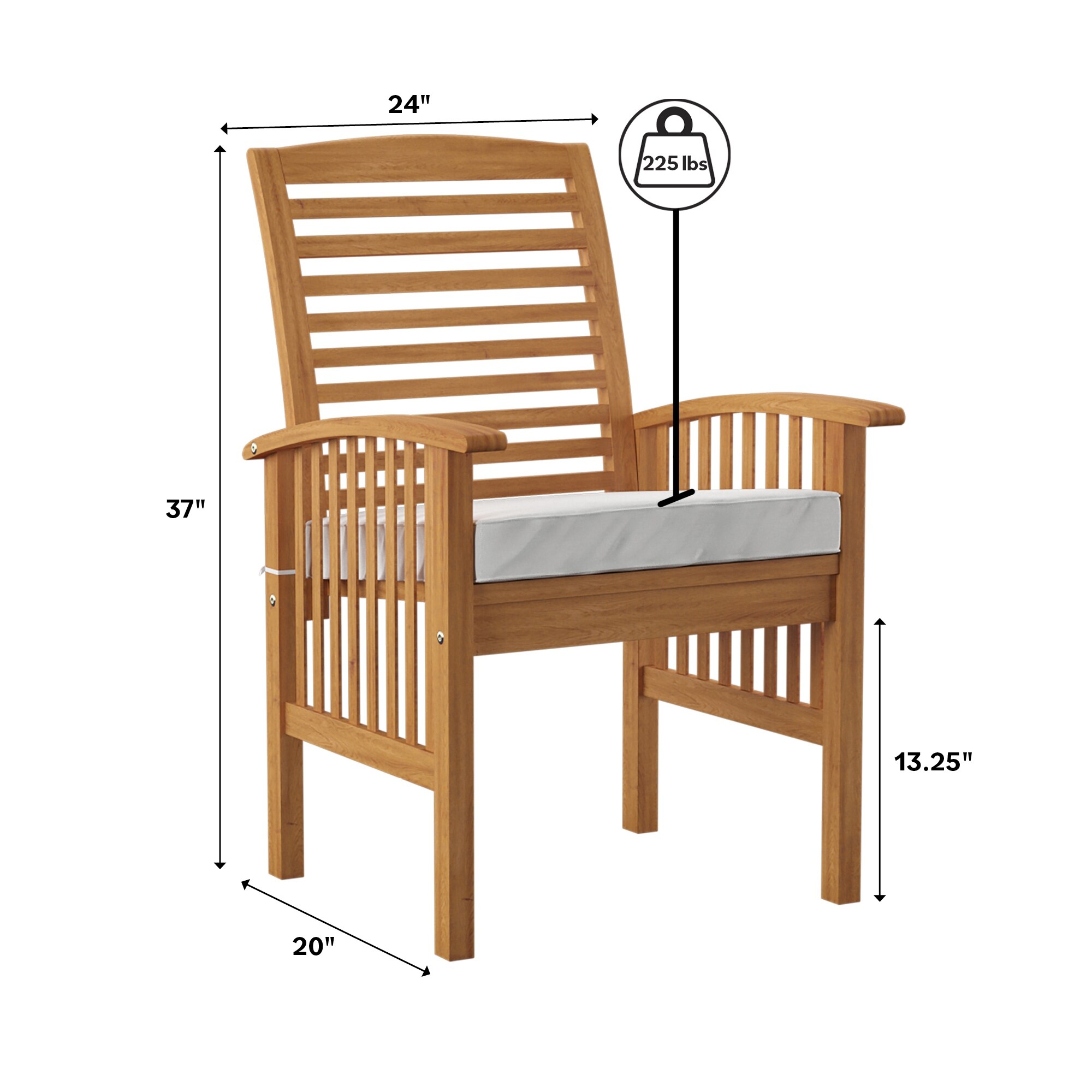 Walker Edison Surfside Acacia Wood Outdoor Chairs (Set of 2