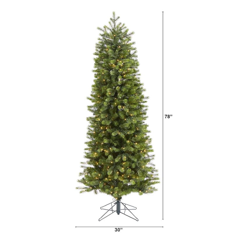6.5' Pre-Lit Colorado Spruce Artificial Christmas Tree, Warm White LED Lights - 6.5 Foot