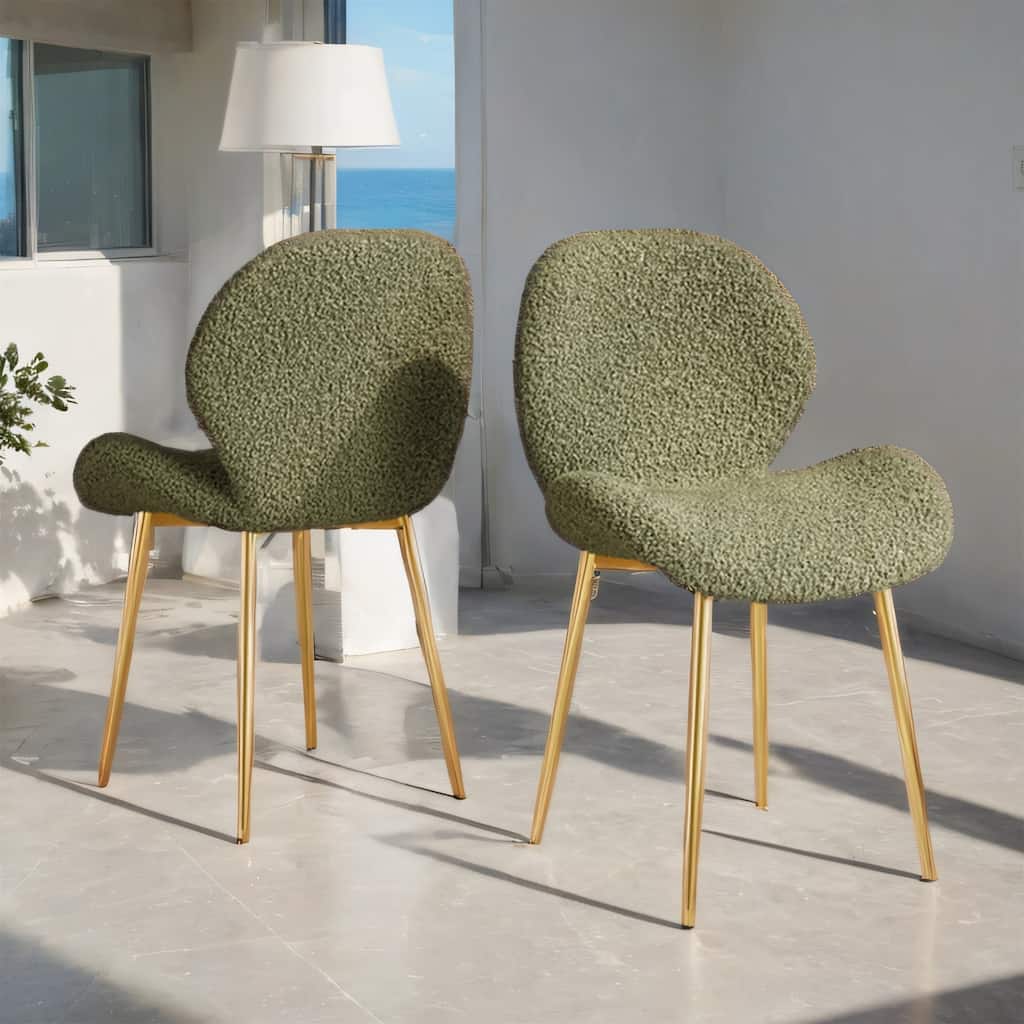 Modern Velvet Dining Chairs, Gold Metal Legs, Kitchen/Office, Set of 2