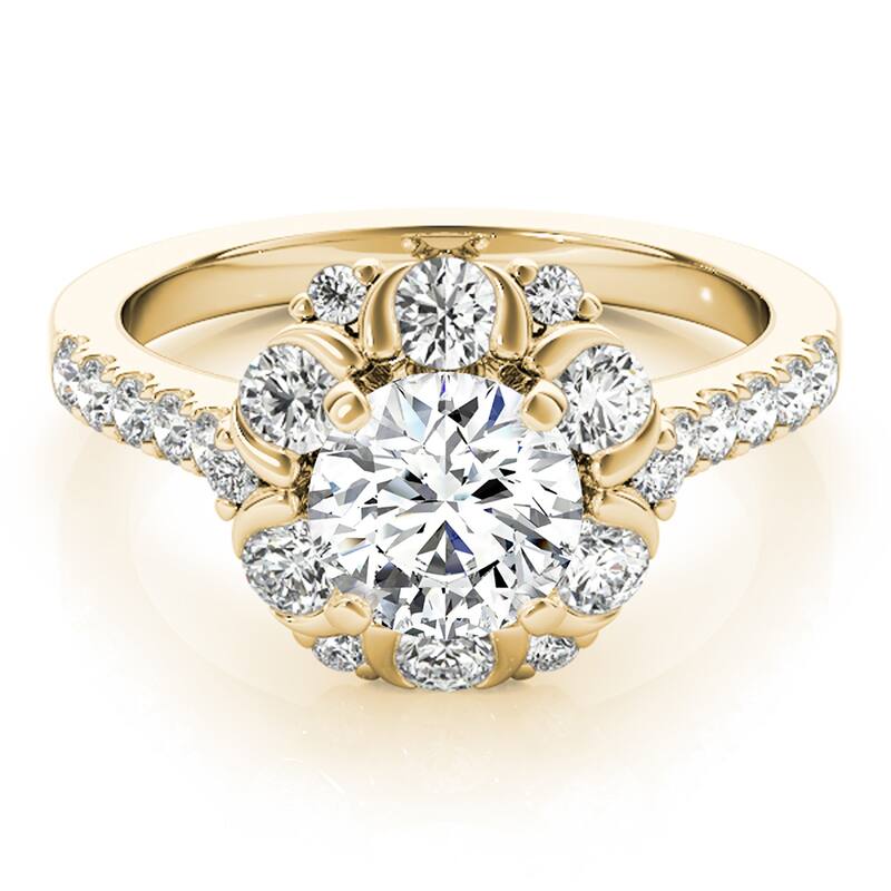 Auriya 14k Yellow Gold Lab Grown Round Diamond Halo Engagement Ring 0.50 to 5.00 ct. tw. (F-G VS)