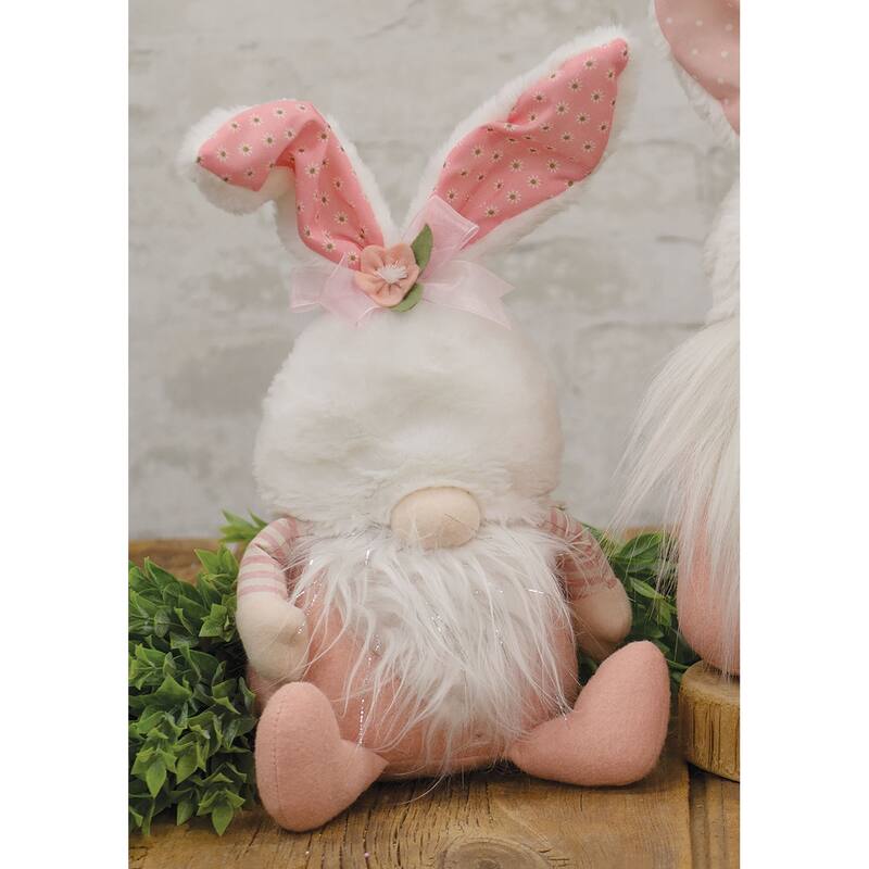 Sitting Pink Bunny Ear Gnome
