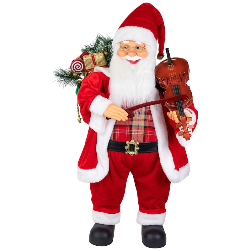 Animated and Musical Santa with Violin Christmas Figurine - 32"