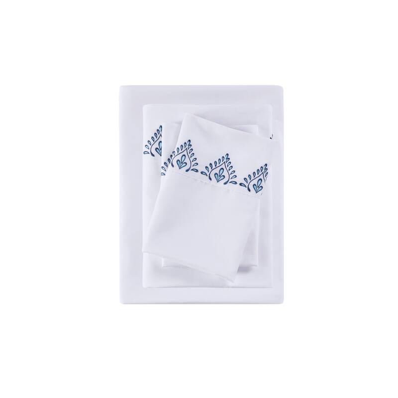 Madison Park Embroidered Microfiber 4 PC Sheet Set