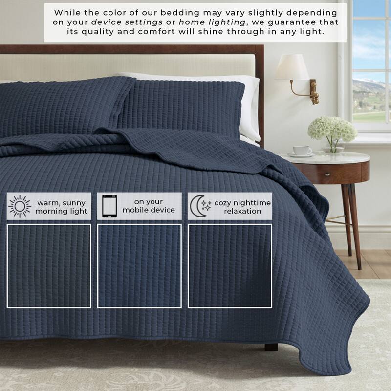 Linery & Co. Detailed Channel Stitch Microfiber Quilt Set With Shams.