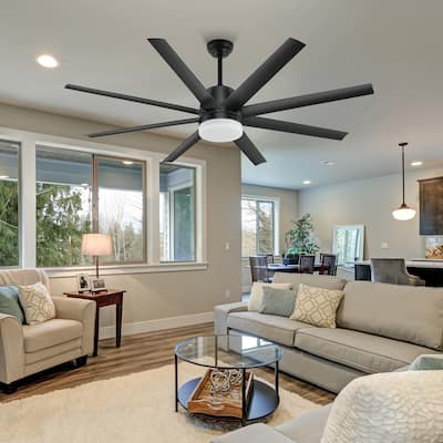Moasis 60-inch 8 Blades Ceiling Fans with Lights and Remote,Dimmable LED 3 Color - 60"