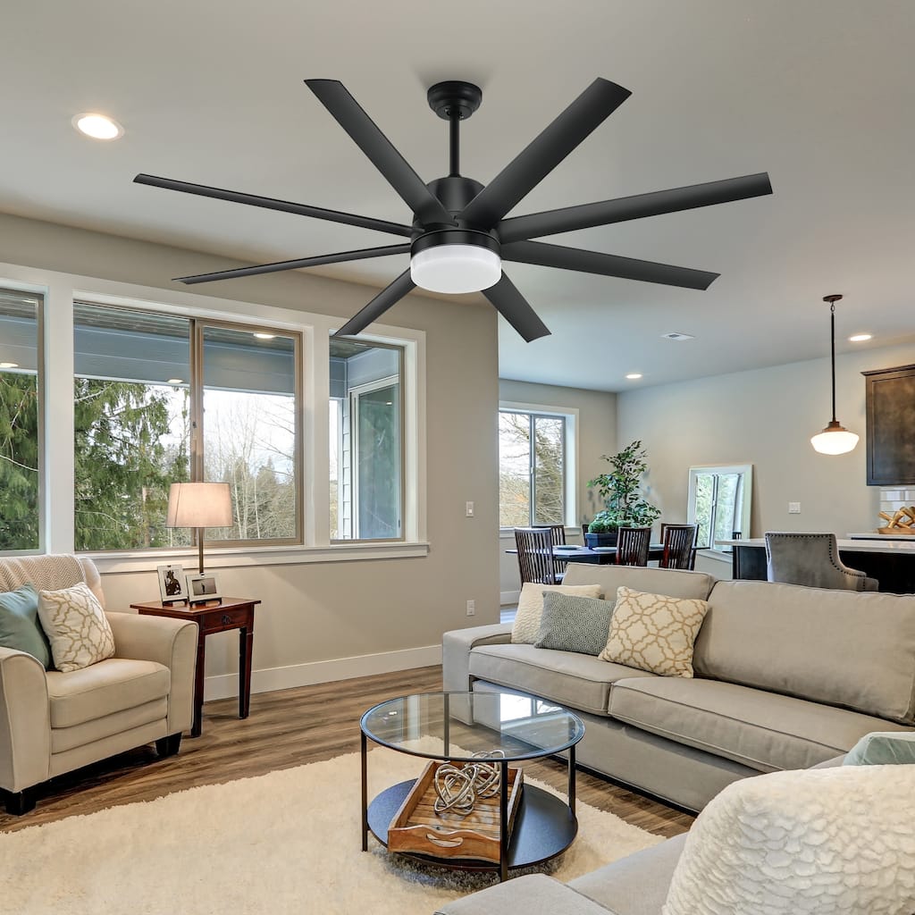 Moasis 60-inch 8 Blades Ceiling Fans with Lights and Remote,Dimmable LED 3 Color - 60"