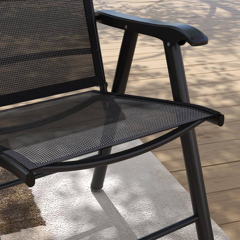 Outsunny 4-piece Folding Patio Chair Set with a Simple & Chic Design, Comfortable for the Deck, Garden, Yard & Travel