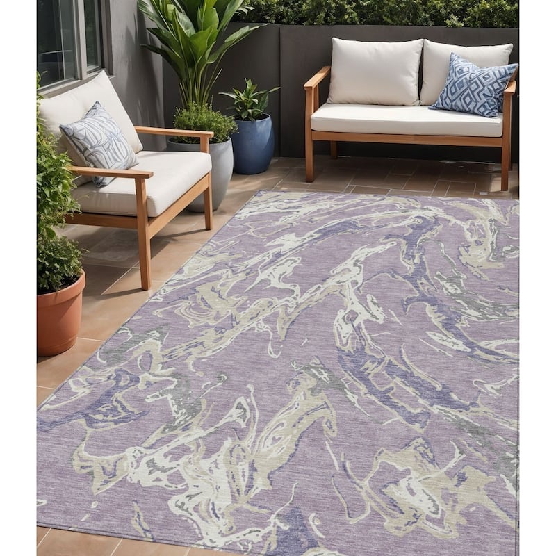 HomeRoots Abstract Transitional Rectangle Outdoor Rug - 5' X 8'