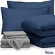 preview thumbnail 63 of 79, Bare Home Bed-in-a-Bag Down Alternative Comforter & Sheet Set Dark Blue/Light Grey - California King