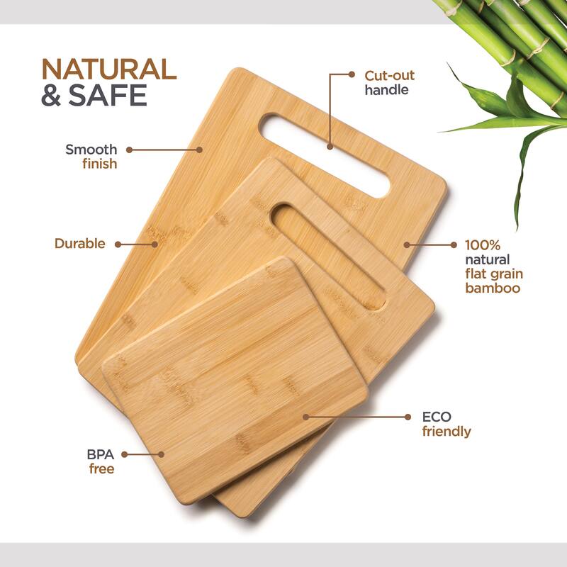 Bamboo Cutting Board Set - Wooden cutting board, Assorted Sizes of Bamboo Wood Cutting Boards & Chopping Board for Kitchen