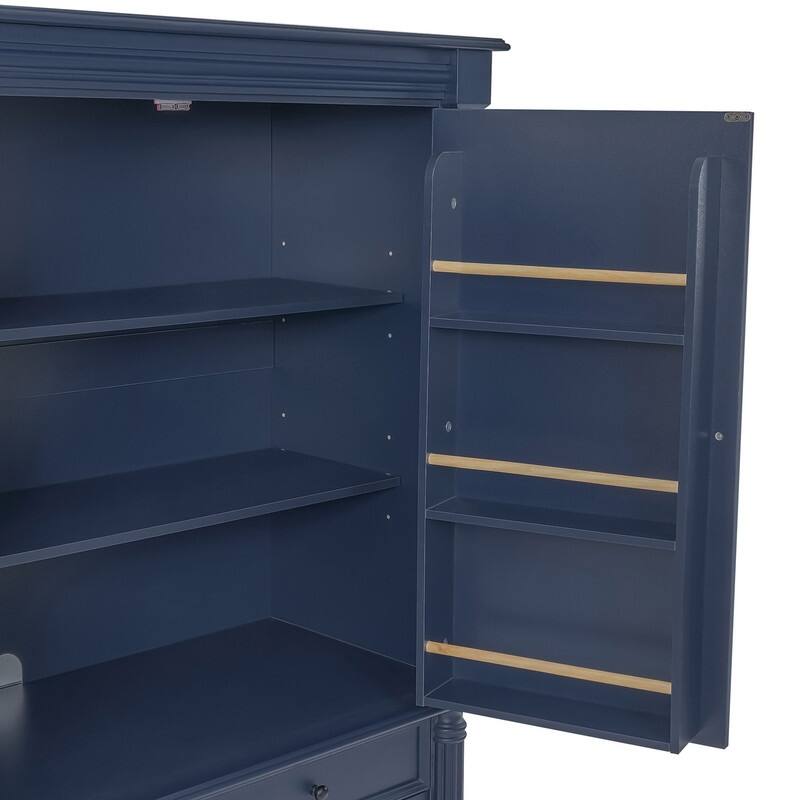 Farmhouse 77.3" Tall Kitchen Pantry Cabinet with 5 Drawers, 6 Door Shelves, 2 Adjustable Shelves